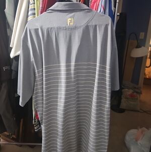 FootJoy Gray Polo with Cream Horizontal Stripes